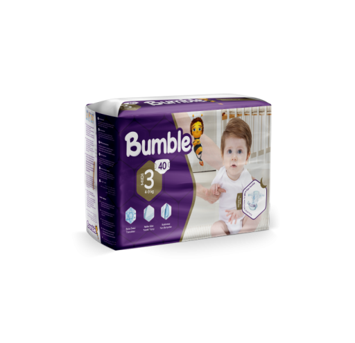 BUMBLE 3 NUMARA MİDİ BEBEK BEZİ TWİN PAKET (4-9) KG 40 ADET